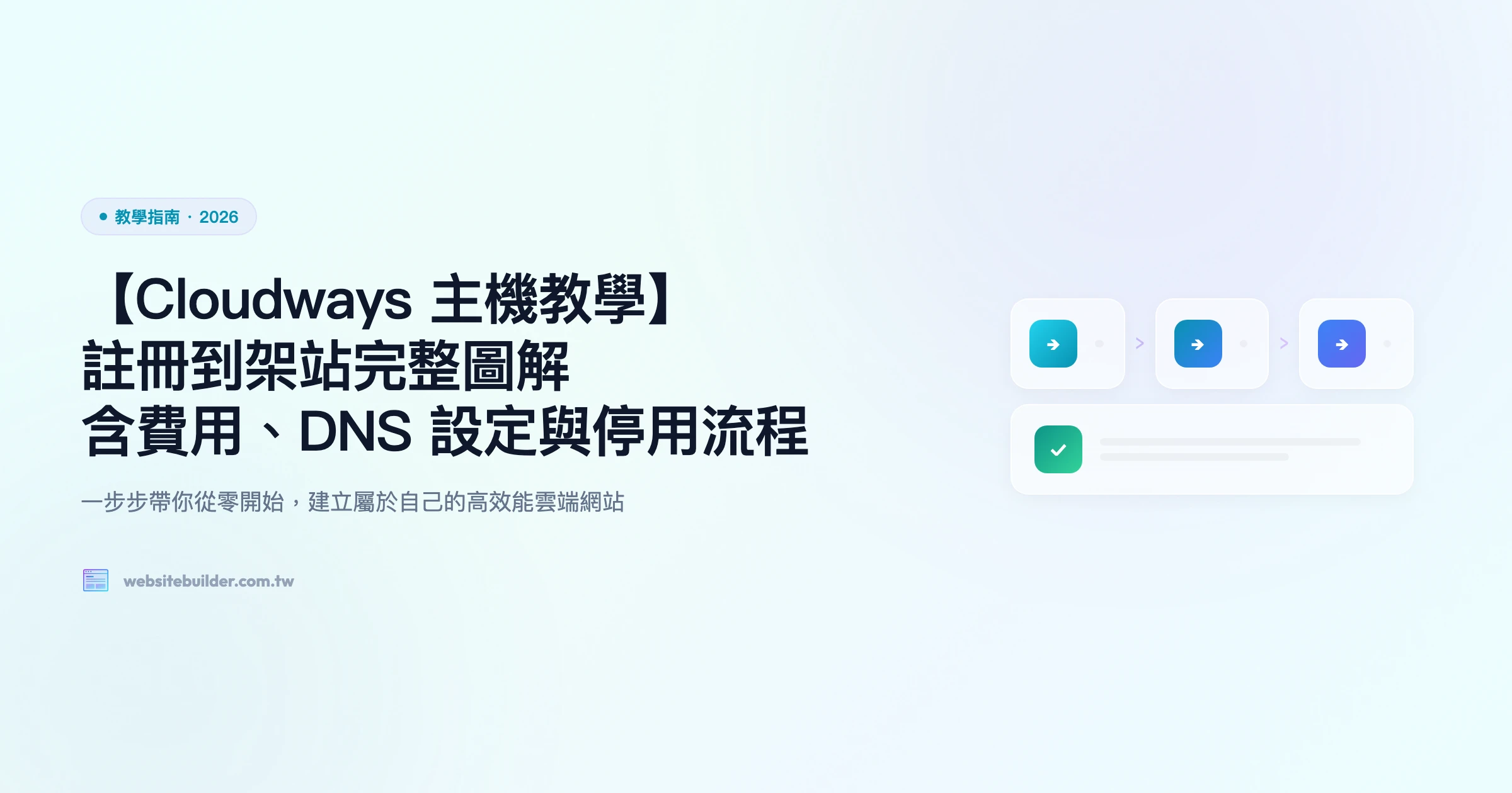 【Cloudways 主機教學】註冊到架站完整圖解｜含費用、DNS 設定與停用流程