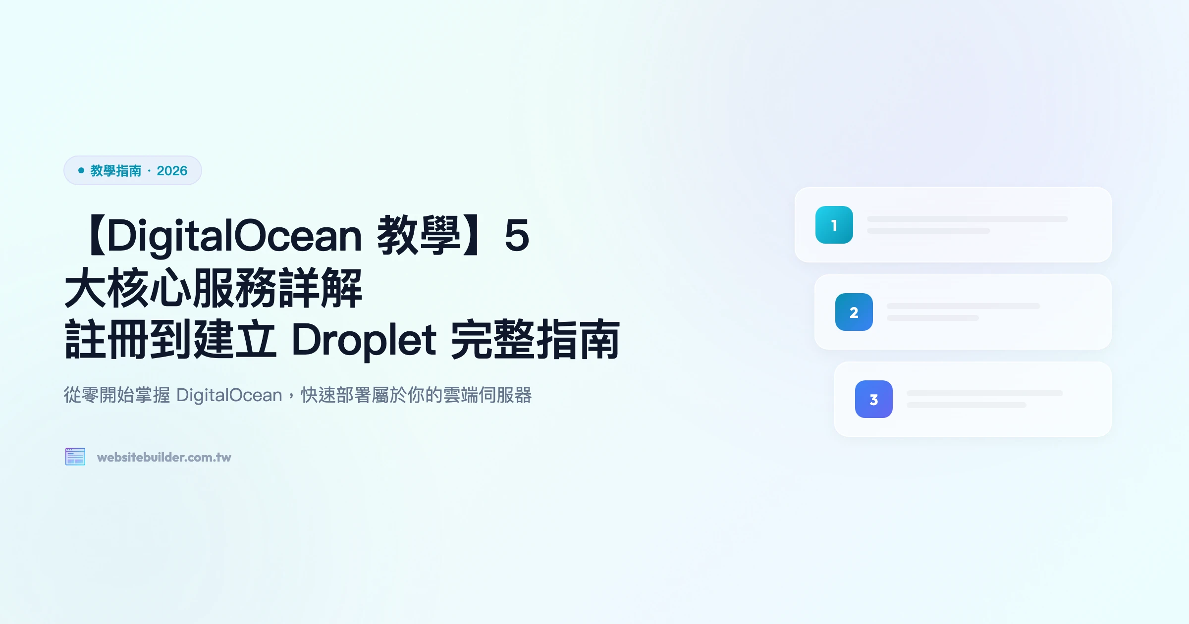 【DigitalOcean 教學】5大核心服務詳解｜註冊到建立 Droplet 完整指南