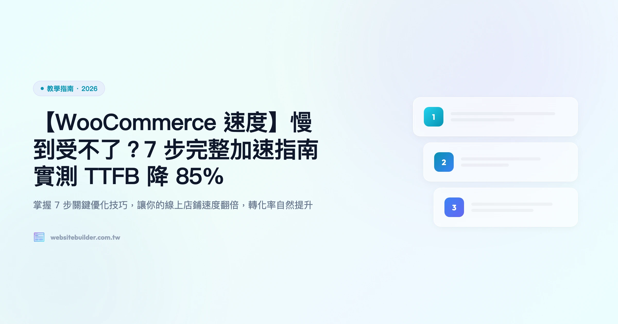 【WooCommerce 速度】慢到受不了？7 步完整加速指南｜從主機、快取到資料庫