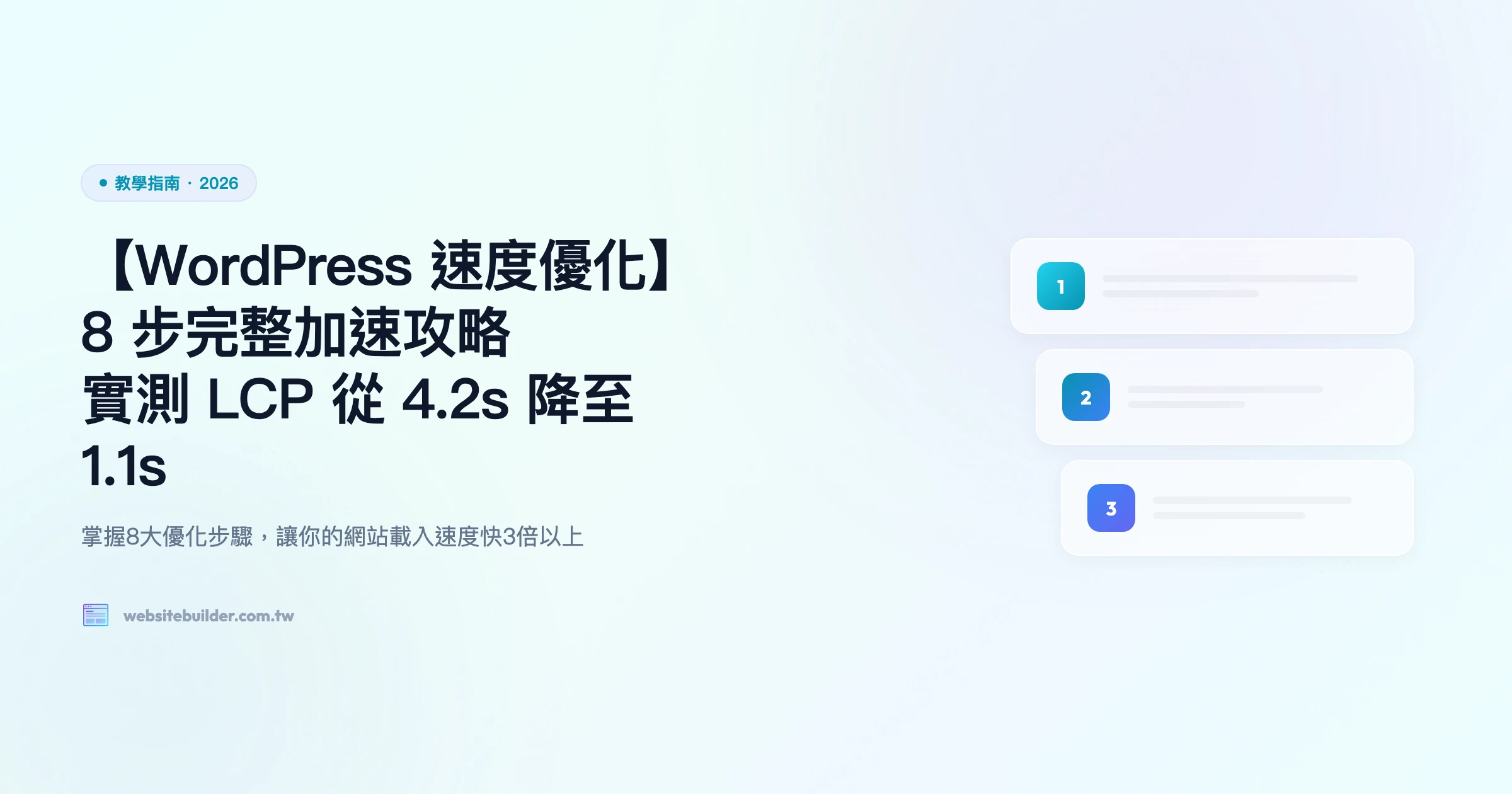 【WordPress 速度優化】8 步完整加速攻略｜主機、快取、圖片三層處理