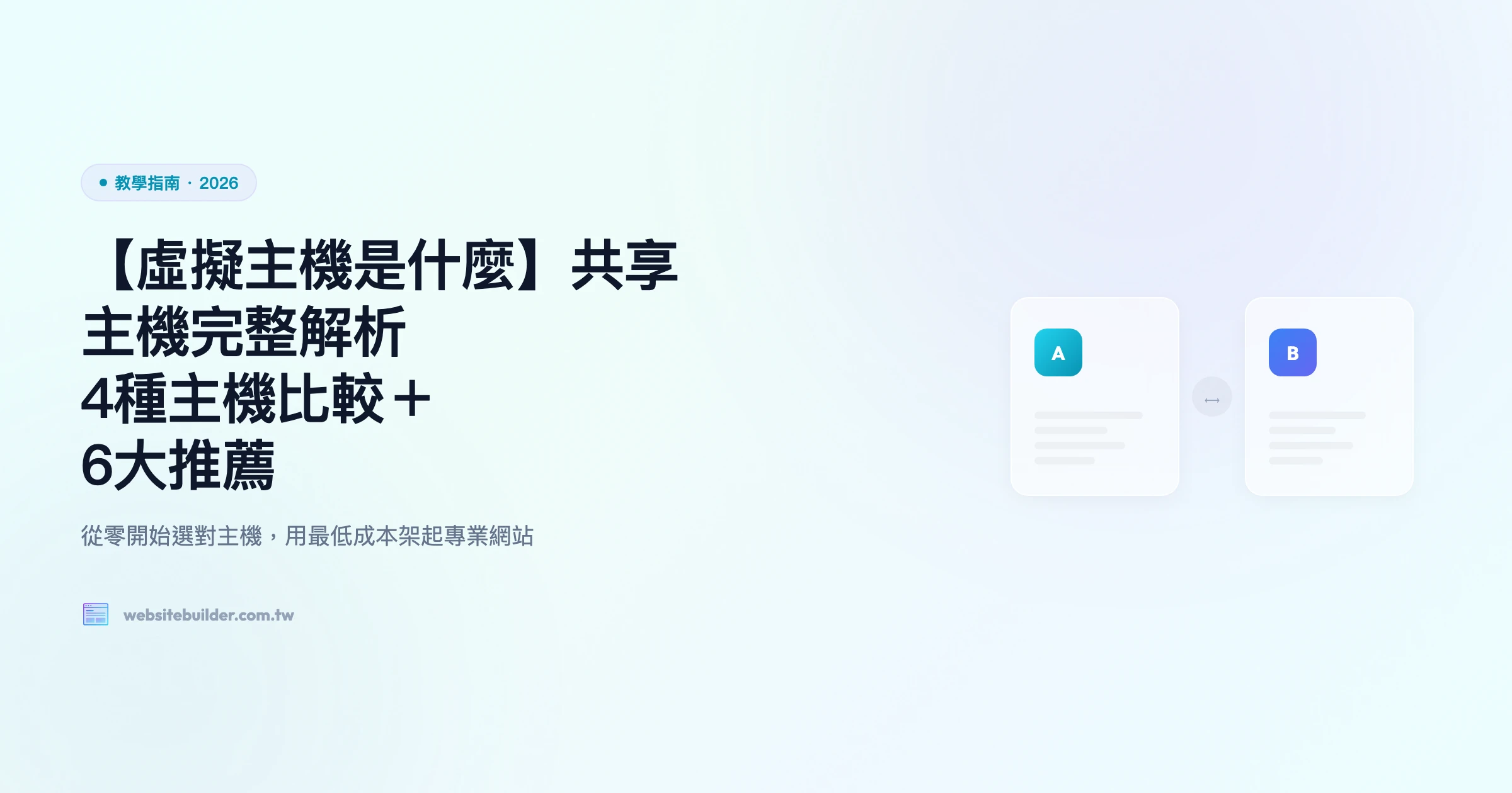 【虛擬主機是什麼】共享主機完整解析｜4種主機比較＋6大推薦