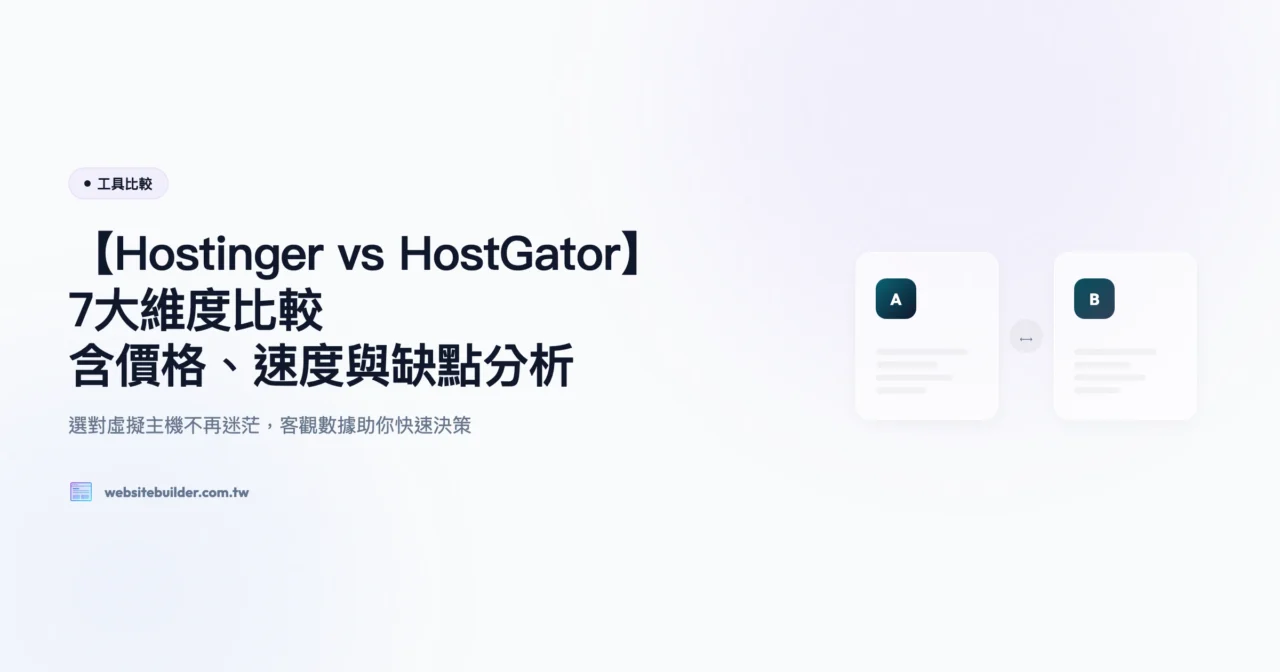 【Hostinger vs HostGator】7大維度比較｜含價格、速度與缺點分析