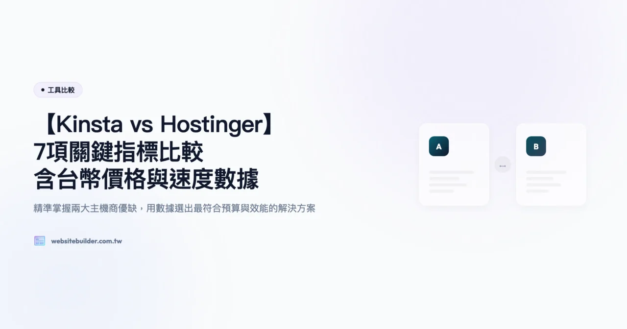 【Kinsta vs Hostinger】7項關鍵指標比較｜含台幣價格與速度數據